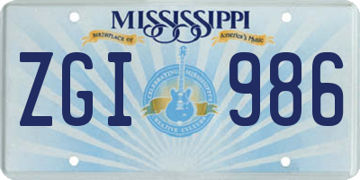 MS license plate ZGI986
