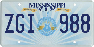 MS license plate ZGI988