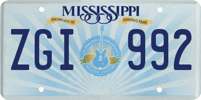 MS license plate ZGI992