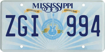 MS license plate ZGI994
