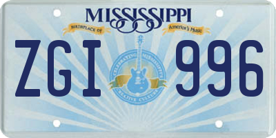MS license plate ZGI996