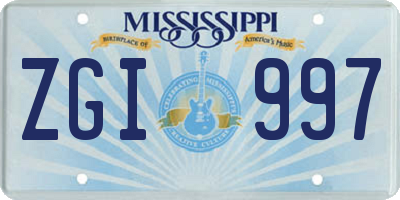 MS license plate ZGI997