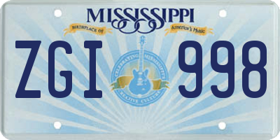 MS license plate ZGI998