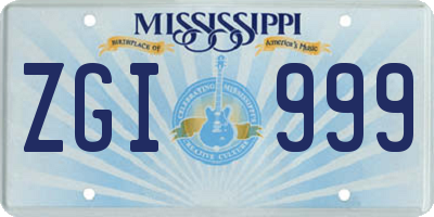 MS license plate ZGI999