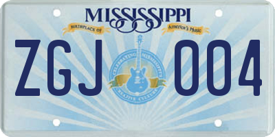 MS license plate ZGJ004