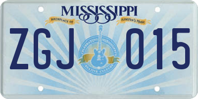 MS license plate ZGJ015