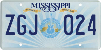 MS license plate ZGJ024