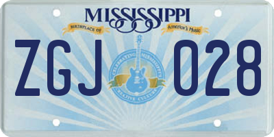 MS license plate ZGJ028