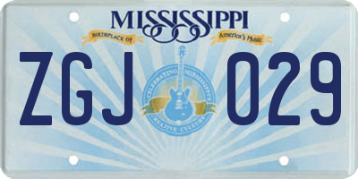 MS license plate ZGJ029