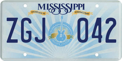 MS license plate ZGJ042