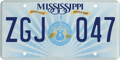 MS license plate ZGJ047