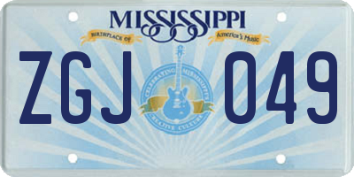 MS license plate ZGJ049