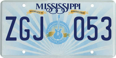 MS license plate ZGJ053