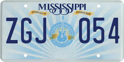 MS license plate ZGJ054