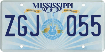 MS license plate ZGJ055