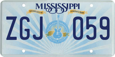 MS license plate ZGJ059