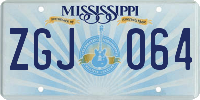 MS license plate ZGJ064