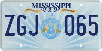 MS license plate ZGJ065