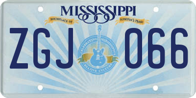 MS license plate ZGJ066