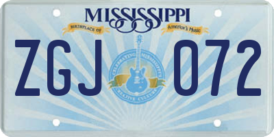 MS license plate ZGJ072