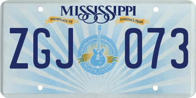 MS license plate ZGJ073
