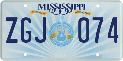 MS license plate ZGJ074