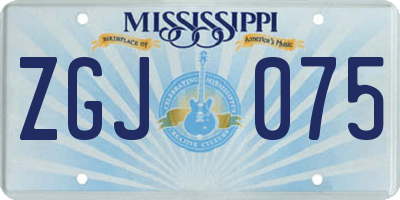 MS license plate ZGJ075