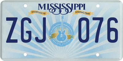 MS license plate ZGJ076