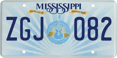 MS license plate ZGJ082