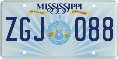 MS license plate ZGJ088