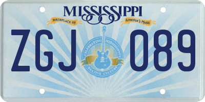 MS license plate ZGJ089