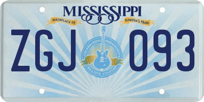 MS license plate ZGJ093