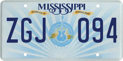 MS license plate ZGJ094