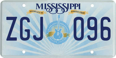 MS license plate ZGJ096