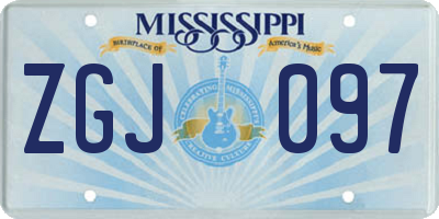 MS license plate ZGJ097