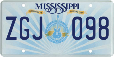 MS license plate ZGJ098
