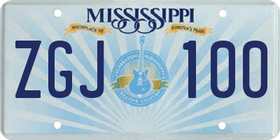 MS license plate ZGJ100