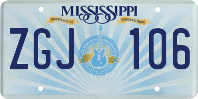 MS license plate ZGJ106