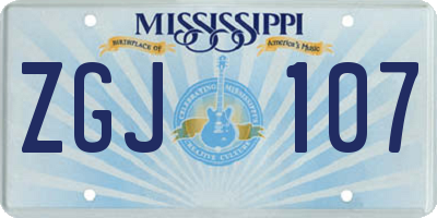 MS license plate ZGJ107