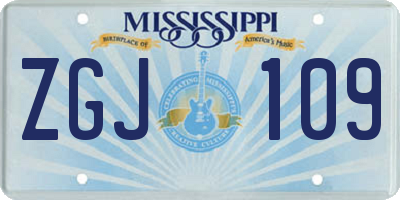 MS license plate ZGJ109