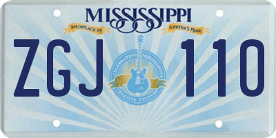 MS license plate ZGJ110