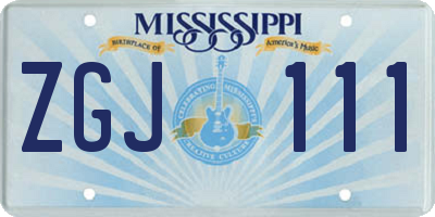 MS license plate ZGJ111