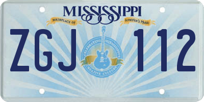 MS license plate ZGJ112