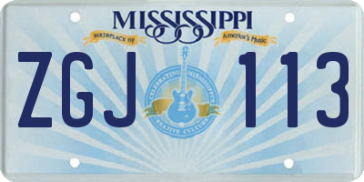 MS license plate ZGJ113
