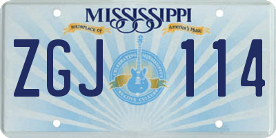 MS license plate ZGJ114