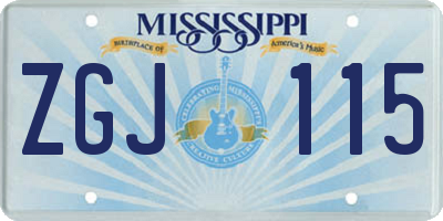 MS license plate ZGJ115