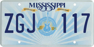 MS license plate ZGJ117