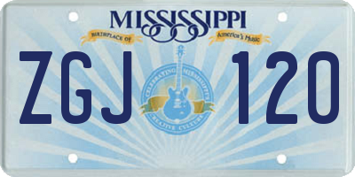 MS license plate ZGJ120