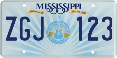 MS license plate ZGJ123