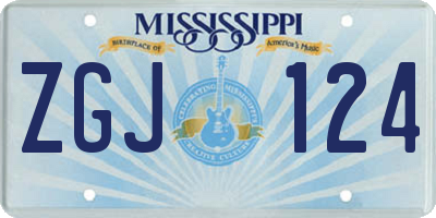 MS license plate ZGJ124